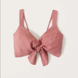 Abercrombie & Fitch Mauve Cropped Tie Front Blouse